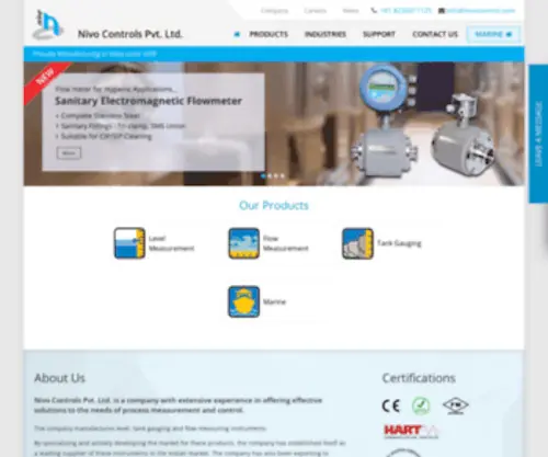 Nivocontrols.com(Process Control Instruments) Screenshot