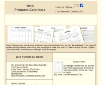 NO-Frillscalendar.com(Printable Calendar) Screenshot