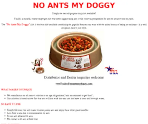 Noantsmydoggy.com("NO ANTS MY DOGGY"TM) Screenshot