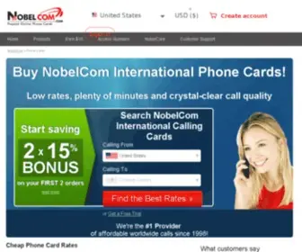 Nobelcom.co.uk(International Phone Cards) Screenshot