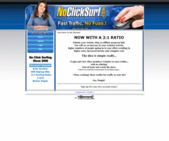 Noclicksurf.com(Free Advertising & Unique Traffic straight to your website) Screenshot