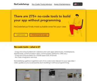 Nocodesetup.com(NoCode Tools Advisor) Screenshot