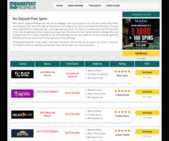 Nodepositfreespins.uk(NoDepositFreeSpins) Screenshot