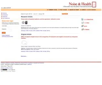 Noiseandhealth.org(Noise and Health) Screenshot
