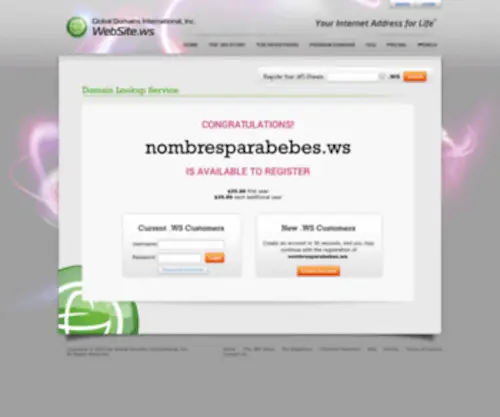 Nombresparabebes.ws(Your Internet Address For Life) Screenshot
