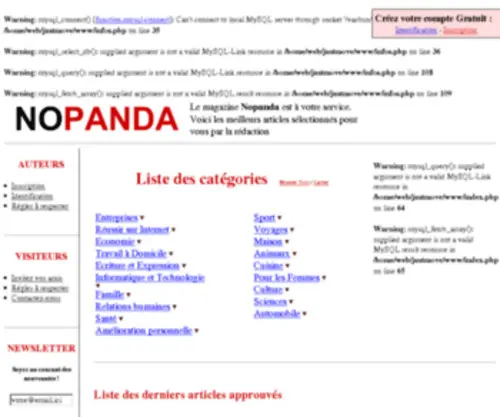 Nopanda.com(Publiez vos meilleurs articles pour obtenir un maximum de visiteurs) Screenshot
