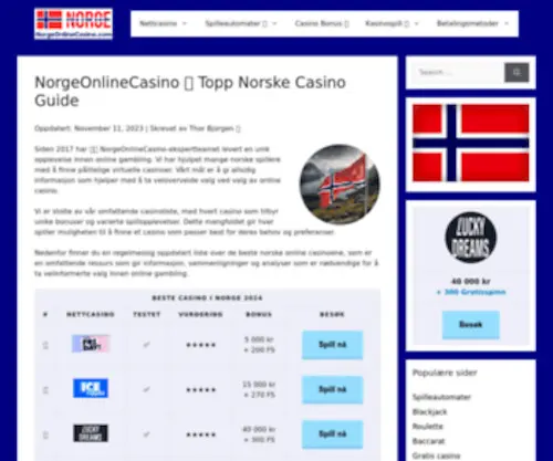 Norgeonlinecasino.com Screenshot