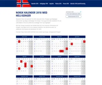 Norskkalender2018.no(KALENDER 2018 med helligdager) Screenshot