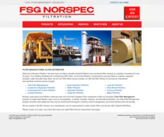 Norspec.com(Norspec Canada Industrial Filtration) Screenshot