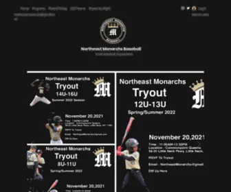 Northeastmonarchs.com(Baseball Organization) Screenshot