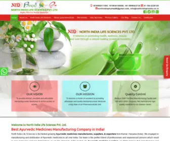 Northindialifesciences.in(Ayurvedic products manufacturers) Screenshot