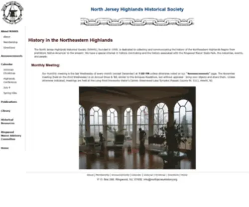 NorthJerseyhistory.org(North Jersey Highlands Historical Society) Screenshot