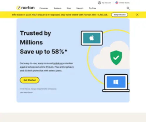 Norton.com(Officiële site) Screenshot
