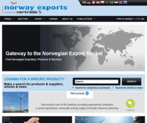 Nortrade.com(Official Norwegian trade portal and export directory) Screenshot