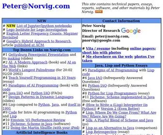 Norvig.com(Peter Norvig) Screenshot