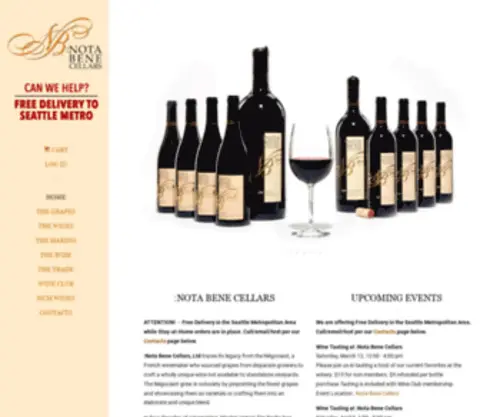Notabenecellars.com(Nota Bene Cellars) Screenshot