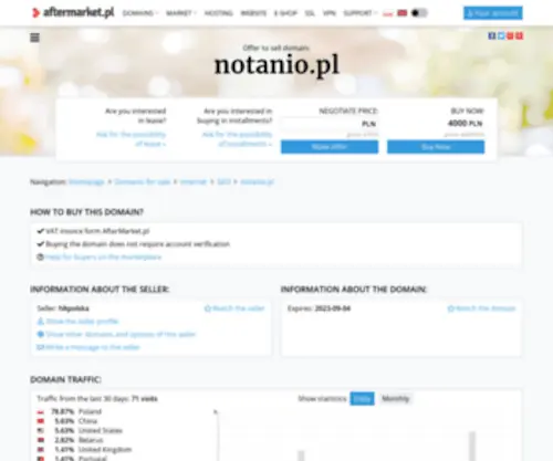 Notanio.pl(Cena domeny: 4000 PLN (do negocjacji)) Screenshot