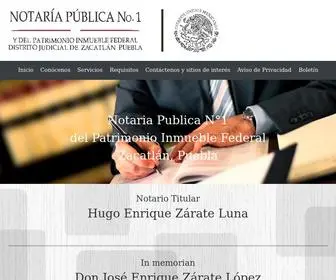 Notaria1Zacatlan.com.mx(Notaria Publica N°1 y del Patrimonio Inmueble Federal Zacatlán) Screenshot