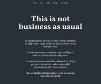 Notbusinessasusual.co(The number one reason people won't strike for climate action) Screenshot