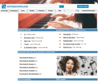 Notendownload.com(Musiknoten und Playbacks online drucken und herunterladen) Screenshot