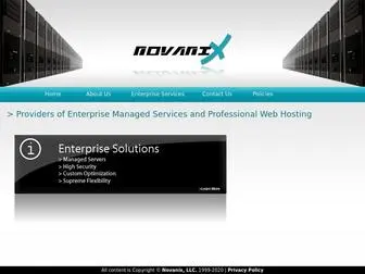 Novanix.com(Providers of Enterprise Managed Services and Professional Web Hosting) Screenshot