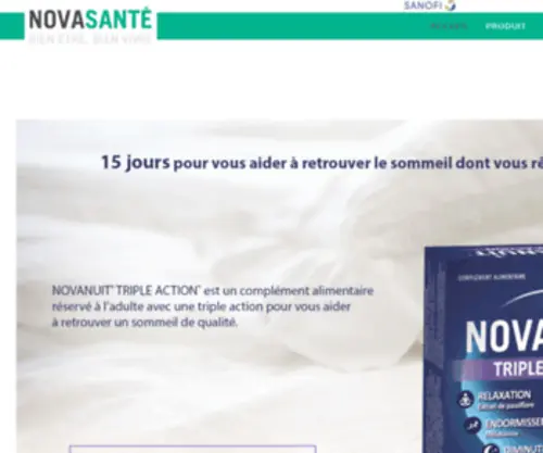 Novasante.com(Page d'accueil Novasanté) Screenshot