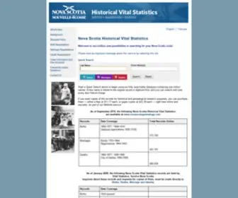 Novascotiagenealogy.com(Historical Vital Statistics Start Page) Screenshot