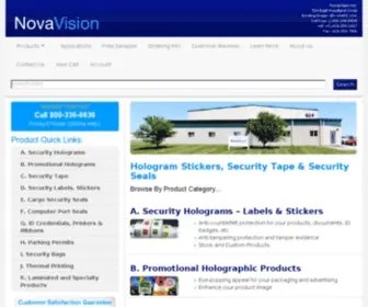 Novavisioninc.com(Holograms, Security Stickers and Labels, Tamper Evident Seals) Screenshot