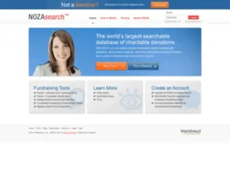 Nozasearch.com(Charitable Donations Database and Prospect Research) Screenshot