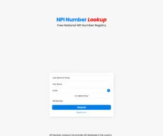 Npinumberlookup.org(Search & Find Your NPI Number (NPI Registry)) Screenshot
