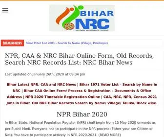 NRcbihar.in(NPR, CAA & NRC Bihar Online Form, Old Records, Search NRC Records List) Screenshot