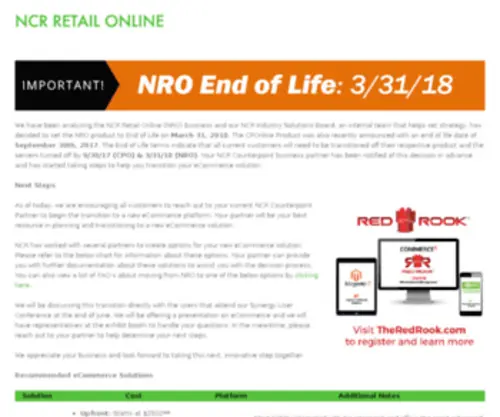 Nrostores.com(NCR Retail Online Home) Screenshot