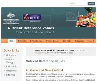 NRV.gov.au(Nutrient Reference Values) Screenshot