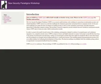 NSPW.org(New Security Paradigms Workshop) Screenshot