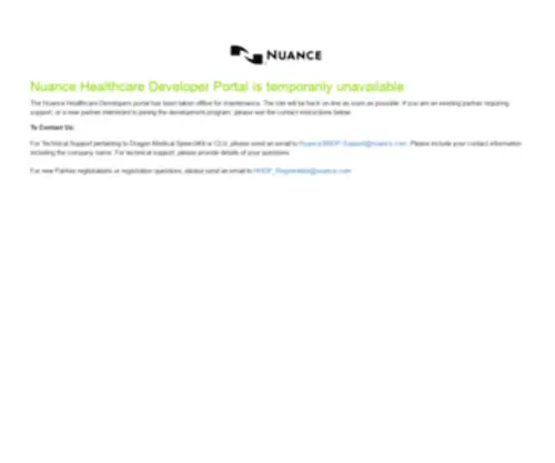 Nuancehdp.com(Nuance Healthcare Developer Platform) Screenshot