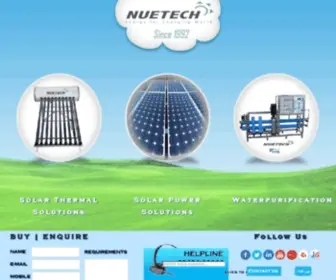 Nuetechsolar.com(Solar Water Heater Manufaturers and traders of Solar Photovoltaic) Screenshot