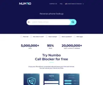 Numbo.com(Stop unsolicited calls) Screenshot