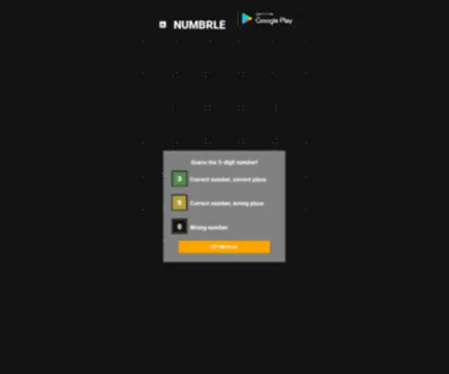 Numbrle.com(A daily number guessing game) Screenshot