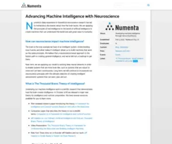 Numenta.com(Numenta is tackling one of the most important scientific challenges of all time) Screenshot