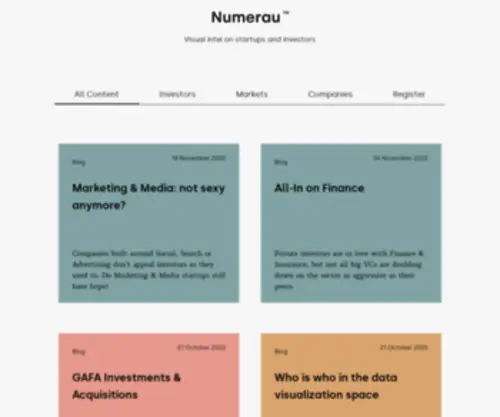 Numerau.com(Visual intel on startups and investors. Discover our data) Screenshot