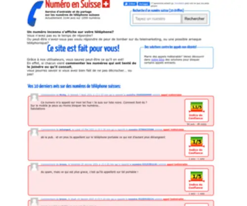 Numero-EN-Suisse.com(Numero de telephone en Suisse) Screenshot