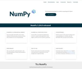 Numpy.org(Numpy) Screenshot