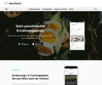 Nutritastic.de(100% individuelle Ernährungspläne zum Muskelaufbau & Abnehmen) Screenshot