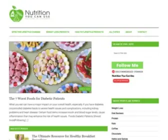 Nutritionyoucanuse.com(Food and Nutrition Articles) Screenshot