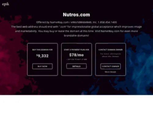 Nutros.com(Buy this domain name now. Start a payment plan for $78.88/mo. Your purchase) Screenshot