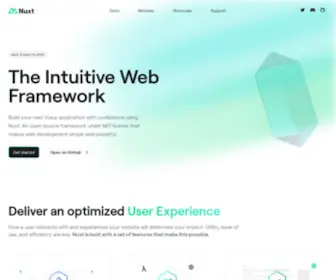 Nuxt.com(Intuitive web development) Screenshot