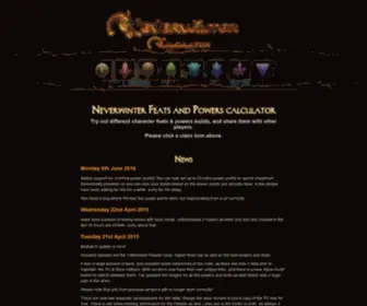 Nwcalc.com(Neverwinter Feats and Powers Calculator) Screenshot
