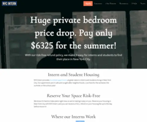 Nycintern.org(NYC Intern and Student Housing) Screenshot
