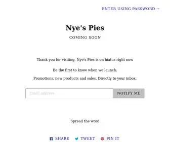 Nyespies.com(Nye's Pies) Screenshot