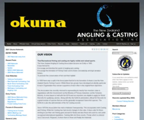Nzaca.co.nz(New Zealand Angling and Casting Association) Screenshot